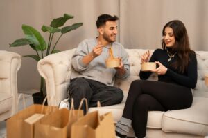 Blog 1 couple eating gumbo at home